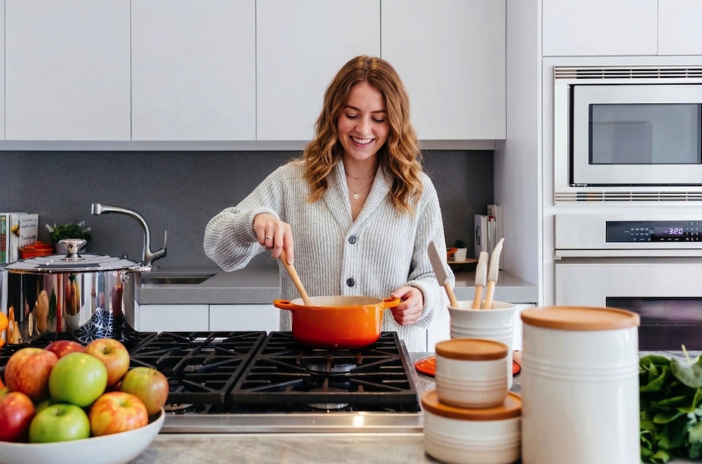 Warm kitchen with tablet